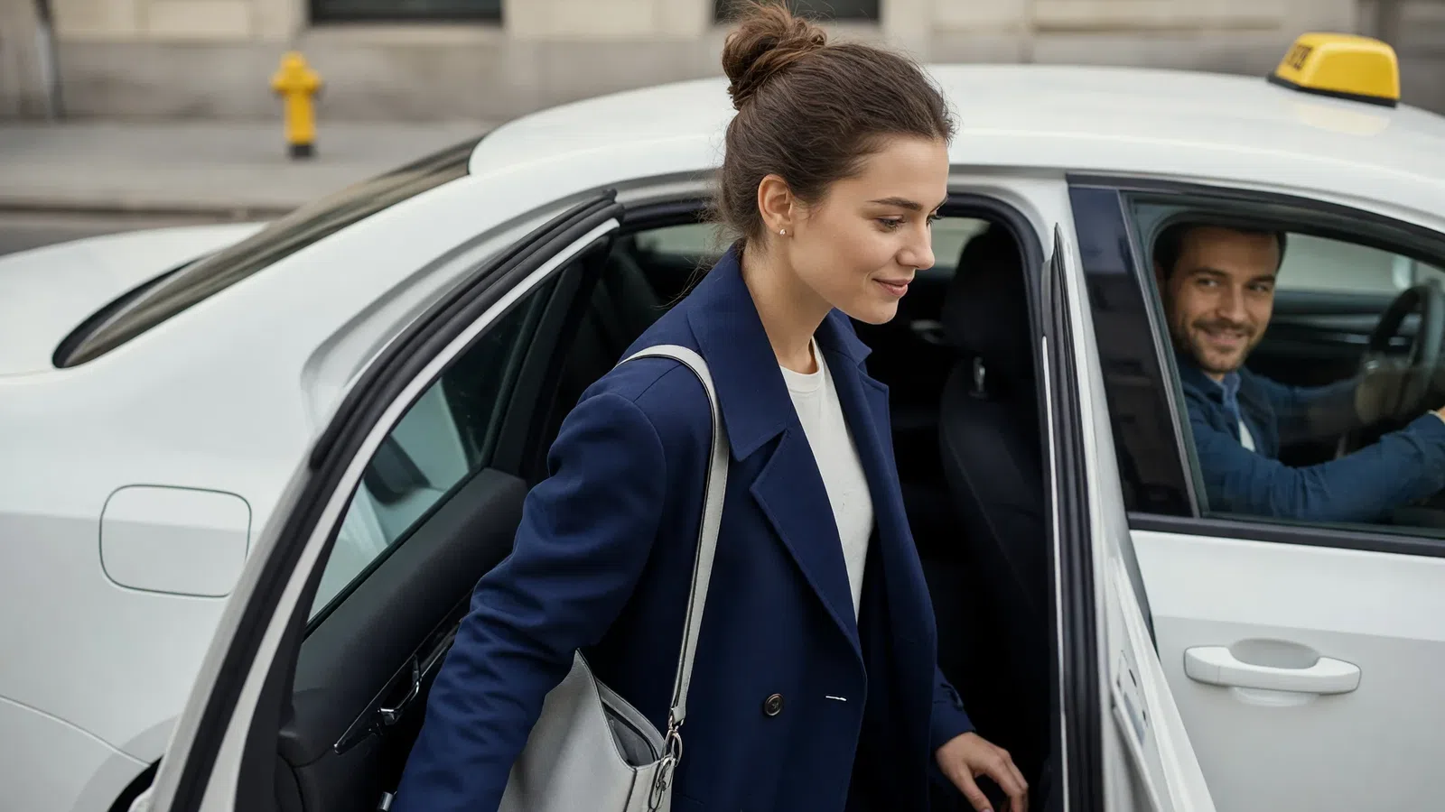 Passeggero prenota un taxi nell'app di un servizio locale